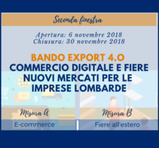 BANDO EXPORT 4.0 – COMMERCIO DIGITALE E FIERE: NUOVI MERCATI PER LE IMPRESE LOMBARDE | DOMANDE DAL 6 NOVEMBRE 2018